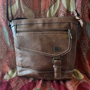 b.o.c. Tan Leather Messenger Bag